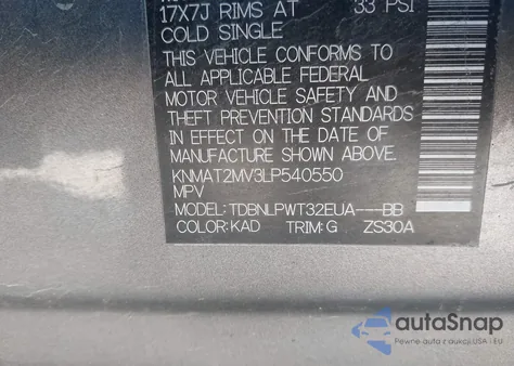 2020 Nissan Rogue S Intelligent Awd from USA, damaged, VIN KNMAT2MV3LP540550